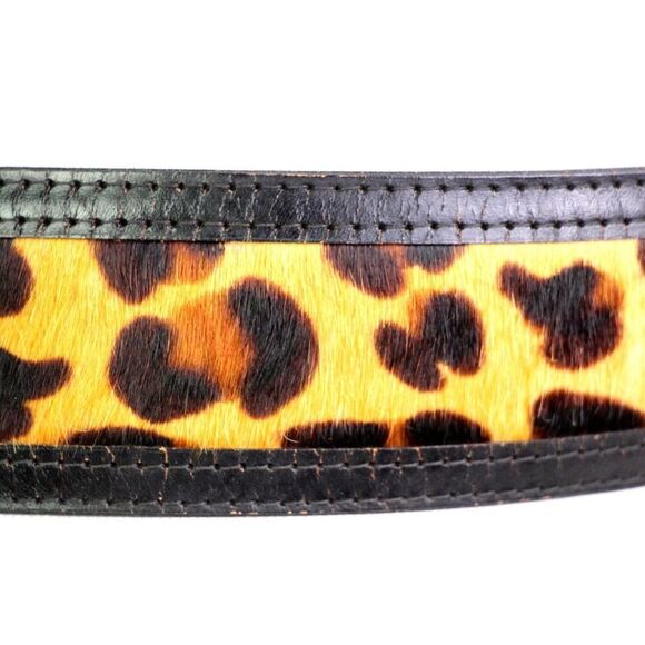 Avignon BLACK LEATHER PONY HAIR ANIMAL PRINT 1 7/8"Wd DRESS CASUAL BELT Sz M(52D - Picture 4 of 14